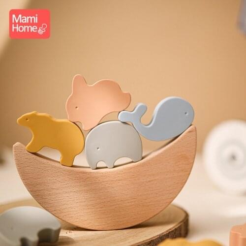 Montessori Wooden Games Baby Early Learning Toy Wood Animal Balancing Educational Toys Building Blocks Children Balancing Toy