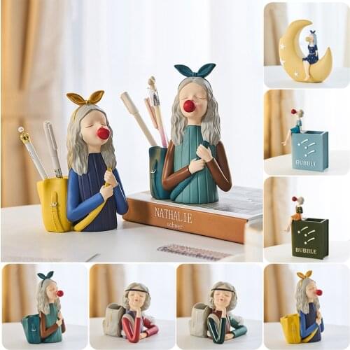 Pen Holder Cute Desk Organizer Cute Desktop Accessory Continental Style Stationery Organizer Pencil Cup for Home Office