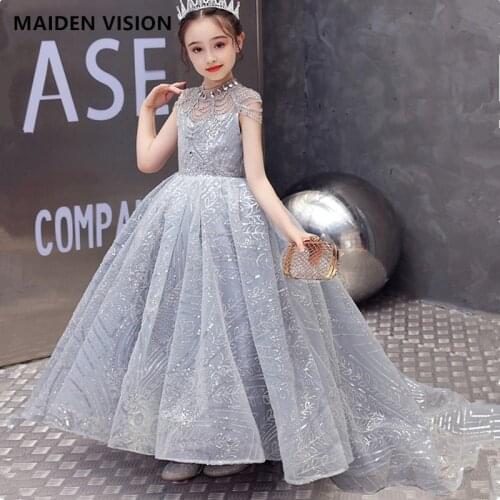 Teens Kids Dresses For Party Wedding Dress Gorgeous Beaded Children Pageant Gown Girls Princess long Dress Toddler Girl Clothing