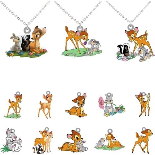 Disney Bambi Long Chain Necklace Simple Creative Fashion Acrylic Necklace Charm Student Cartoon Animation Necklace