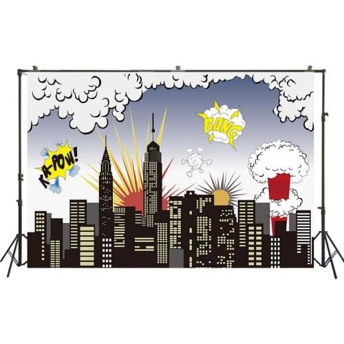 HUAYI Photography Backdrops Super hero Birthday Party Celebration Photo Backdrop Baby Shower Decor Photo Booth Background W-511