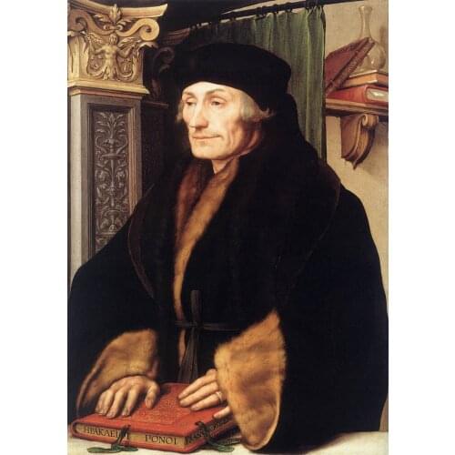 TOP ART painting # Netherlands Holland theologist Desiderius Erasmus portrait print art oil painting on canvas--good quality