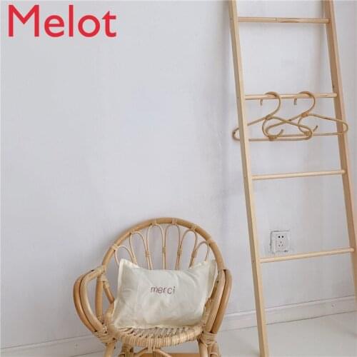 INS Indonesian Rattan Hanger Wooden Korean Childrens Small Hanger Childrens Clothing Store B & B Vintage Hanger