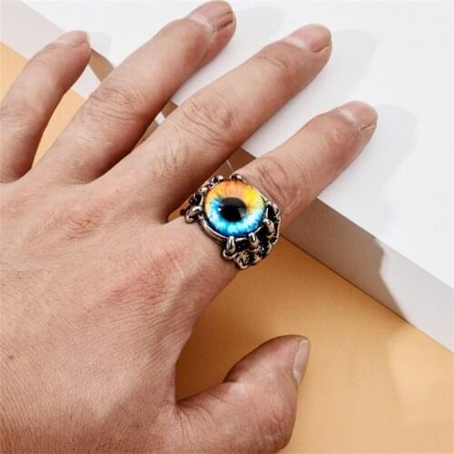 Exaggerated Skeleton Demon Eye Ring Personality Trend Dragon Claw Eagle Claw Demon Eye Retro Ring For Men And Women Adjustable