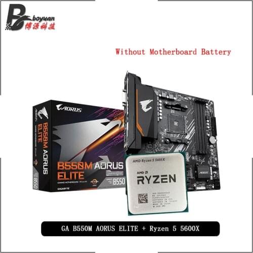 AMD Ryzen 5 5600X R5 5600X CPU + GA B550M AORUS ELITE Motherboard Suit Socket AM4 All new but without cooler