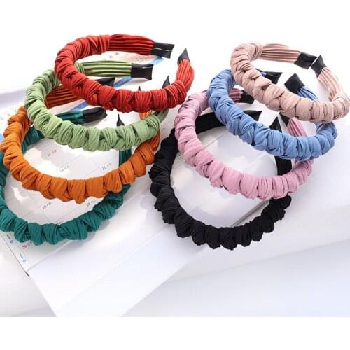 H:HYDE Fashion Women Hairband Pleated Multi-knot Headband Top Quality Handmade Headwear Solid Color Turban Hair Accessories