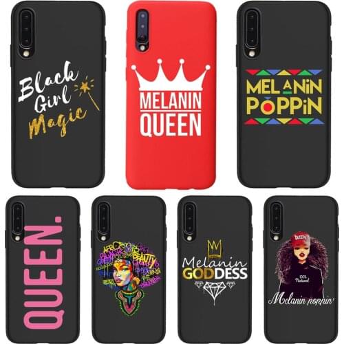 Melanin Poppin Queen Black Girl Magic Phone Case For Samsung A51 S10 S9 S8 Plus A71 A7 2018 A50 A70 A10 Soft TPU Cover