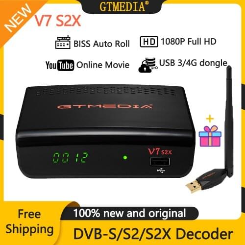 🔥NEW Gtmedia V7S2X Digital Satellite TV Receiver 1080P FHD DVB-S2 S2X Tuner USB WIFI Youtube ACM CCAM PK V7S HD decoder Espana