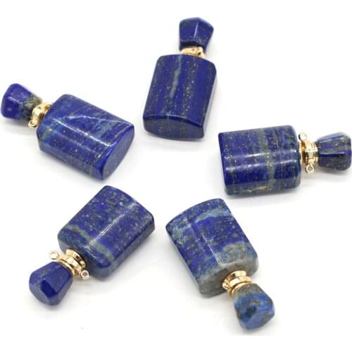 New Natural Semi-precious Stone Green Gold Perfume Bottle Pendant Bead DIY Jewelry Making Necklace Bracelet Accessories