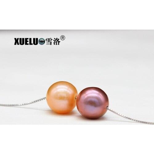 Cute 925 Sterling Silver Chain Round Baroque Natural Edison Cultured Freshwater Pearl Pendant Necklace