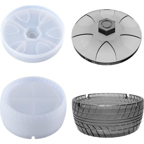 1 Set Tire Ashtray with Lid Epoxy Resin Mold Cigarette Ash Tray Silicone Mould DIY Crafts Home Decorations Ornament Mold