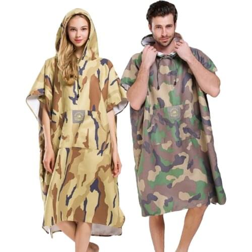 Beach Surf Poncho, Wetsuit Changing Towel Robe with Hood for Adults Men Women - One Size Fits All - 2 Colors