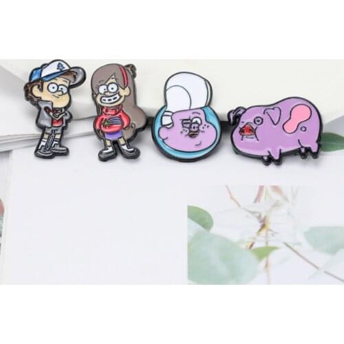 Popular fashion cartoon childrens metal brooch cute animal animation character badge decorative pin