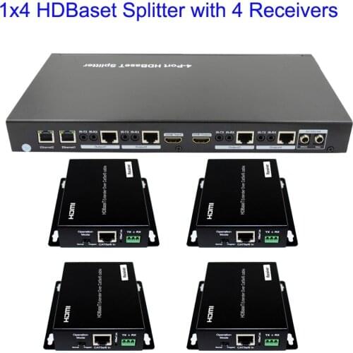 PUZHIJIE PZJ-SPH04-100 4K2K 1x4 HDBaset Splitter supports 3D POC RS232 pass through 100M HDBaset Splitter