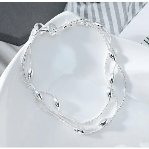 Silver Color Bracelet Jewelry Cute Wedding Women Bead Lady Gift Charm Bracelet