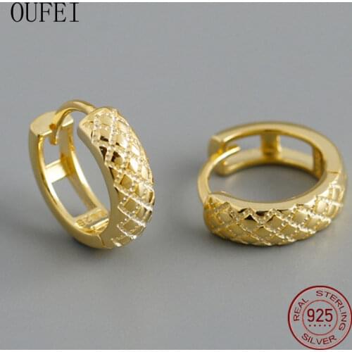 925 Sterling Silver Earring Cloth Pattern Round Shape Small Hoop Earrings European And American Fashion Boutiques