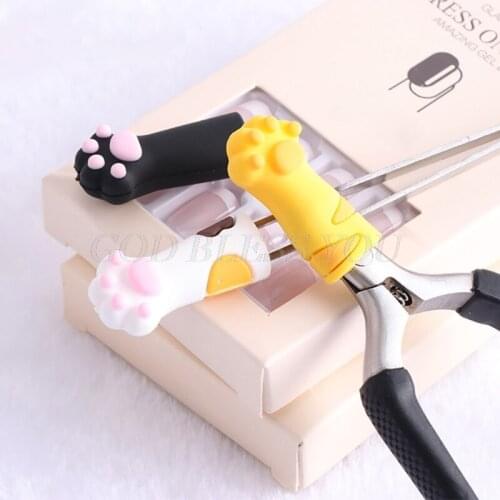 Nail Nipper Tweezers Cuticle Scissors Protective Sleeve Cat Paw Shape Silicone Manicure Pedicure Tool Protector Case Cover