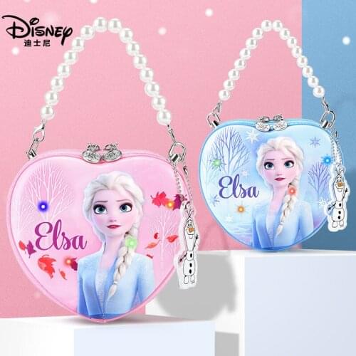 Disney Frozen Princess Elsa Messenger Bag Childrens Little Girl Bag Cute Mini Girl Handbag student Colorful flashing light bag