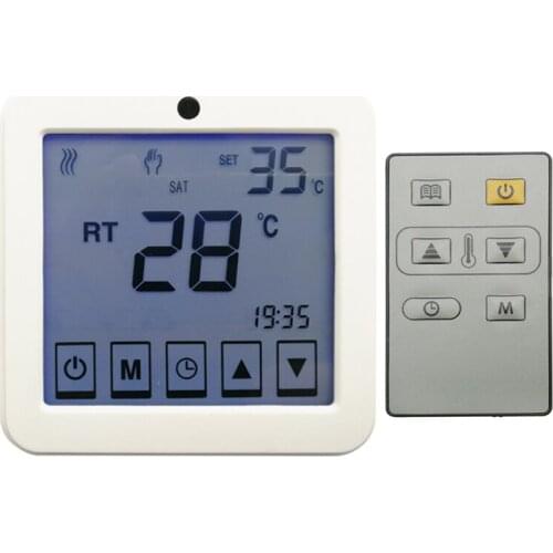 Remote control thermostat AC220V, weekly programable heating floor thermostat for electric heater