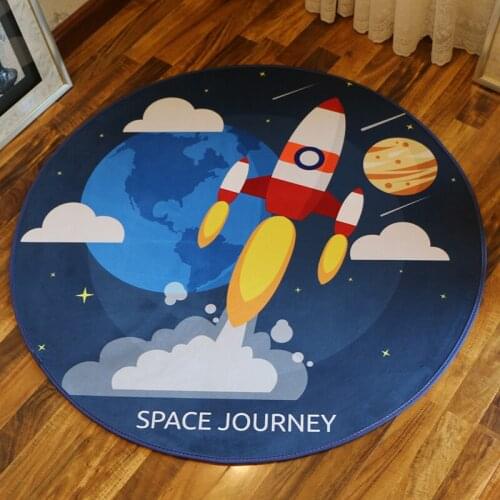 WINLIFE Universal Style Carpets Cartoon Kids Rugs Computer Chair Rugs Round Area Mats For Bedroom Anti- Skid Carpets Galaxy Rug