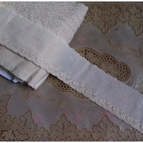 5 Meters Beige Cotton Lace Trim DIY Dress Garment Botton Decoration Embroidered Cotton Lace Cloth 5.5cm Width