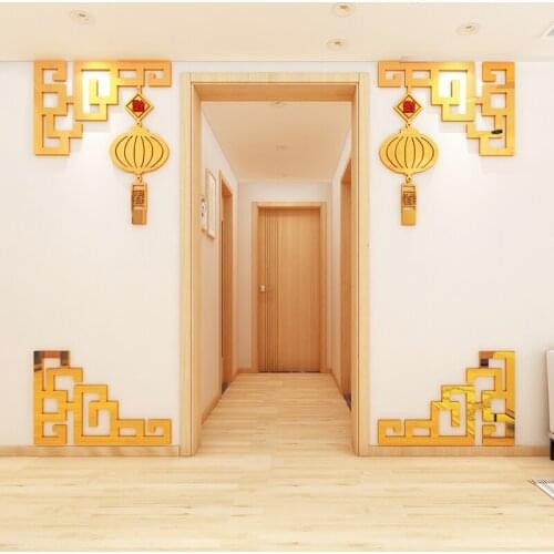 WS190 Chinese corner paste decorative living room TV Xuanguan background wall Ackle 3D New Year layout wall stickers