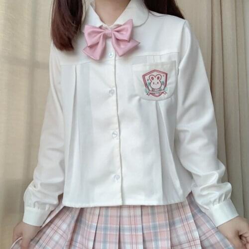Y2k Lolita White JK Blouse Women Summer 2021 Chiffon Button Up Collar Shirt Kawaii Anime Tops Clothes for Girl