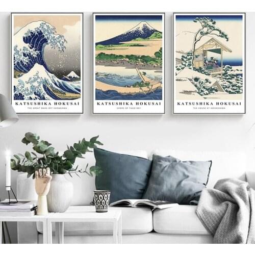 Japanese Ukiyoe Hokusai The Great Wave Poster Katsushika Hokusai Landscape Canvas Painting Print Picture Vintage Wall Decoration