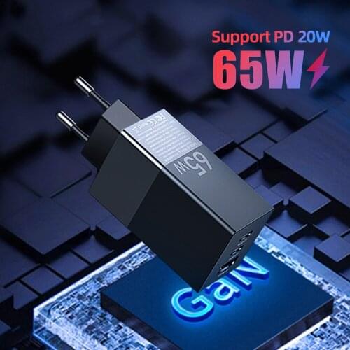 65W GaN fast charger 4.0 3.0 Type C PD USB charger for Xiaomi laptops with QC 4.0 3.0 portable PD20W fast charger PD 20w