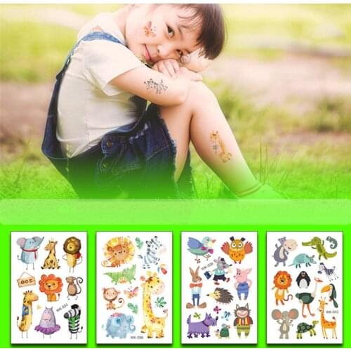 10 Sheets Cute Temporary Animal Tattoos for Kids Girl Boys Gift Children Non-toxic Waterproof Tattoos For Jungle Zoo Theme Party
