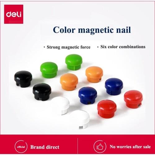 12PCS/CARD Deli 7823# color Magnetic nail for whiteboard Iron Absorber nail office meeting whiteboard magnetic fixed nail