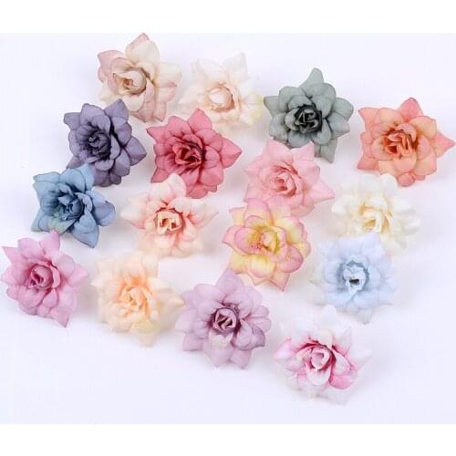 20Pcs 4.5CM Mini Rose Artificial Flower Head Wedding Party Decoration DIY Wreath Scrapbook Gift Graft Needlework Fake Flower