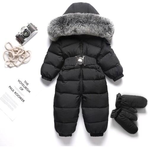 2020 Hooded Fur Baby Rompers Down Warm Newborn Boy Clothes Winter Girls Jumpsuit One Piece Toddler Clothes Onesie Kids Costume
