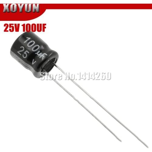 50PCS Higt quality 25V100UF 6*7mm 100UF 6.3*7 25V Electrolytic capacitor