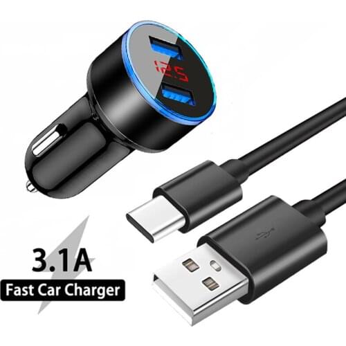 For Xiaomi 11 Ultra 10T Lite A2 A3 9 8 SE 3.1A Fast Car Charger Type-C USB Charging Cable For Redmi 9 9T 8 8A K20 K30 K40 Pro