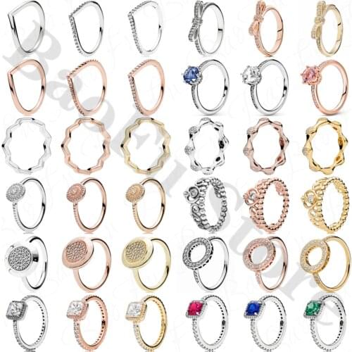 BaoFu 925 Sterling Silver Ring Popular Elegant Crown Shiny Square Ladies Suitable for Original Female Wedding Engagement Gifts