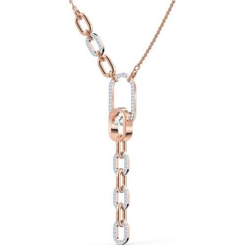 Brand 1:1 Elegant Two-tone Diamond-studded Smart Oval Tassel Necklace Pendant Retro Chinese Style Ladies Silver Jewelry