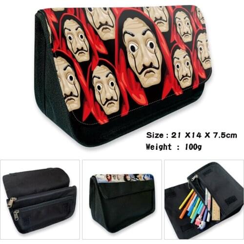 La Casa De Papel Pencil Case Money Heist Tees TV Series Wallet Double Zippers School Supplies Stationery Boys Girls Anime Gifts