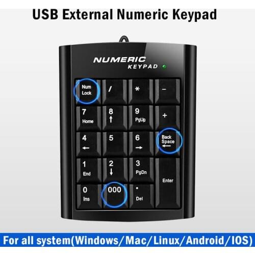 USB Numeric Keypad Laptop Computer PC External Number Keyboard Free Driver Finance Bank Waterproof For Windows Mac Android IOS
