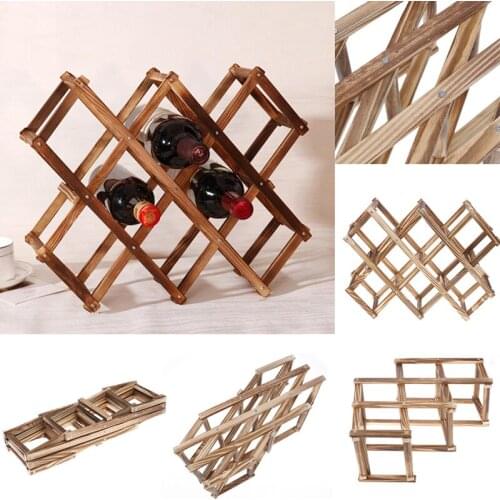 Wooden Red Wine Rack 5/6/10 Bottle Holder Mount Bar Display Shelf Folding Rack 1Pc