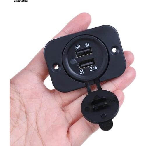 Hot sale 1pc 12V 5V Outlet 2.1A Dual 2 USB Port Charger Cigarette Lighter Socket Splitter For Car Auto Motorcycle Truck Boat