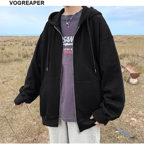 Autumn Korea Fashion Mens Hoody Hoodies and Swatshirts Casual Long Sleeve Loose Black Red Gray Blue Zipper Hoodie M-3XL