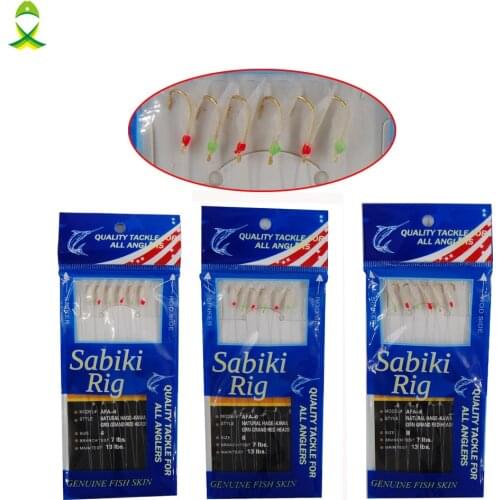 JSM 60PCS=10Packs/lot Sabiki Fishing Rigs Lure Baits real Fish Skin Fishing Rig with Hooks for Saltwater Fishing Bait equipment