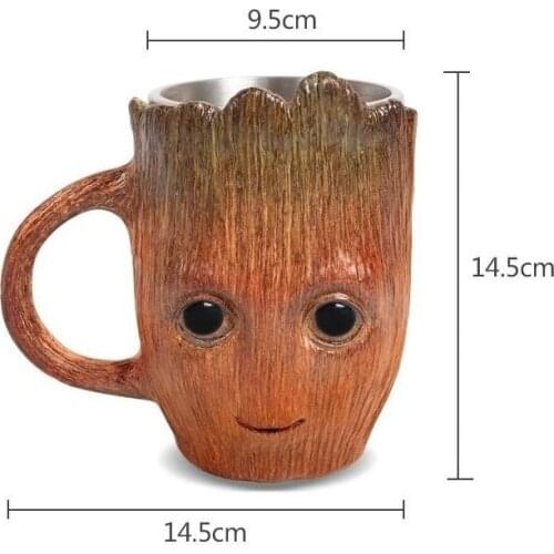 Groot Coffee Cup Gifts stainless steel cup creative cartoon beer mug Baby Cute Model cup