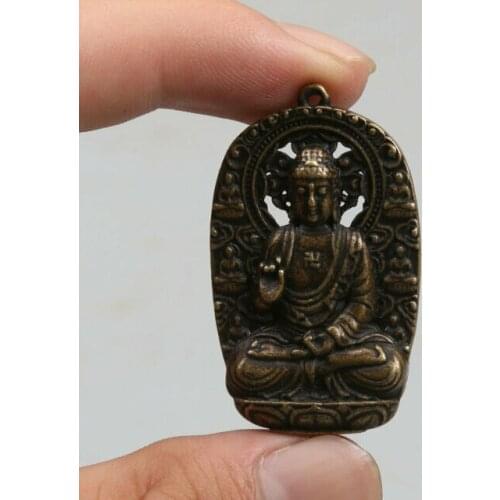 42MM/25gCollect Curio Chinese Bronze Buddhism Sakyamuni Tathagata Buddha Pendant