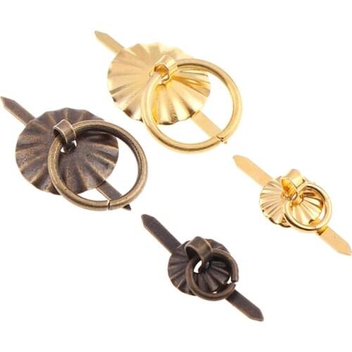 Hot 20Pcs Antique Drawer Cabinet Desk Door Pull Handle Knob Furniture Hardware,Ring Pin Handle,Bronze Tone