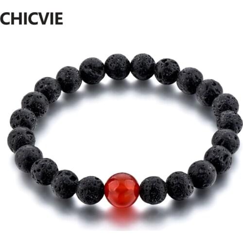 CHICVIE Red Charm Distance Bracelet Bangles For women Jewelry Natural Stone Bead Custom Personalized Bracelet Femme SBR190001