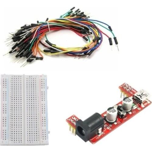 MB102 Power Supply Module 3.3V 5V+MB102 Breadboard Board 400 Point+ Jumper cable