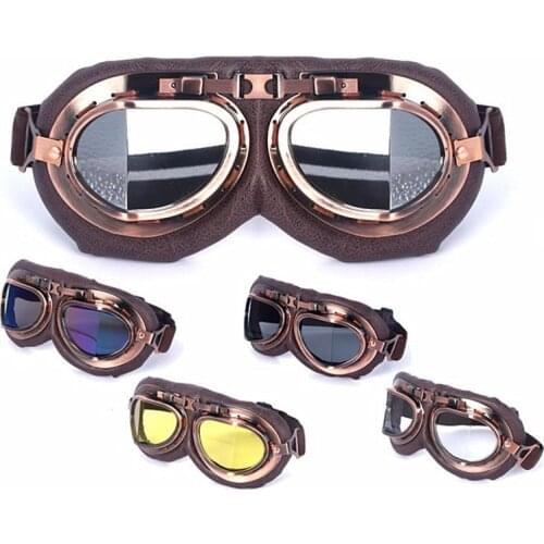 Motorcycle Goggles Riding Glasses Retro Helmet Pilot Goggles Motorbike Vintage Classic Glasses For Bike Copper Protect Eyes