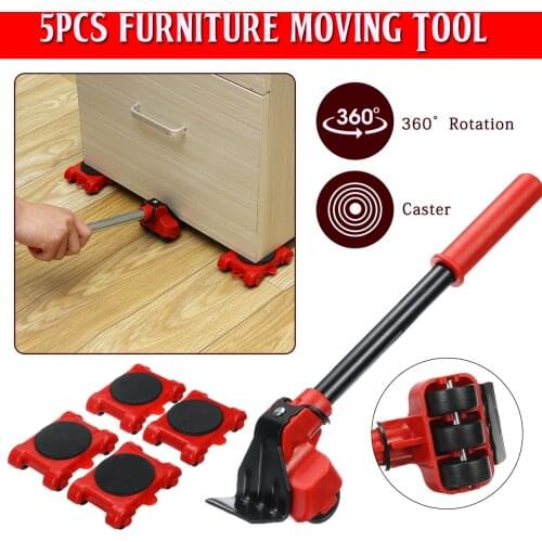 Furniture Moving Transport Tool Set 4 Mover Roller+1 Wheel Bar Heavy Duty Furniture Lifter Lifting Furniture Helper